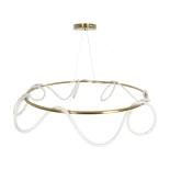 kelvo® GLOW KLV-101-0165 Κρεμαστό Φωτιστικό Οροφής LED 100W 10000lm 360° AC 220-240V IP20 Ρυθμιζόμενο Λευκό CCT με Χειριστήριο από 2700K έως 6000K Dimmable - Lumileds SMD Chip - Χρυσό Πλατίνα - Μ150 x Π150 x Υ100cm - 3 Χρόνια Εγγύηση