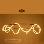 kelvo® GLOW KLV-101-0165 Κρεμαστό Φωτιστικό Οροφής LED 100W 10000lm 360° AC 220-240V IP20 Ρυθμιζόμενο Λευκό CCT με Χειριστήριο από 2700K έως 6000K Dimmable - Lumileds SMD Chip - Χρυσό Πλατίνα - Μ150 x Π150 x Υ100cm - 3 Χρόνια Εγγύηση