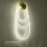 kelvo® GLOW KLV-101-0171 Φωτιστικό Τοίχου / Απλίκα LED 60W 6000lm 360° AC 220-240V IP20 Ρυθμιζόμενο Λευκό CCT με Χειριστήριο από 2700K έως 6000K Dimmable - Lumileds SMD Chip - Χρυσό Πλατίνα - Μ40 x Π15 x Υ110cm - 3 Χρόνια Εγγύηση