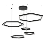 kelvo® LEXAGON KLV-101-0179 Κρεμαστό Φωτιστικό Οροφής LED 120W 12000lm 200° AC 220-240V IP20 Ρυθμιζόμενο Λευκό CCT με Χειριστήριο από 2700K έως 6000K Dimmable - Lumileds SMD Chip - Μαύρο Ματ - Μ110 x Π90 x Υ110cm - 3 Χρόνια Εγγύηση