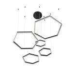 kelvo® LEXAGON KLV-101-0179 Κρεμαστό Φωτιστικό Οροφής LED 120W 12000lm 200° AC 220-240V IP20 Ρυθμιζόμενο Λευκό CCT με Χειριστήριο από 2700K έως 6000K Dimmable - Lumileds SMD Chip - Μαύρο Ματ - Μ110 x Π90 x Υ110cm - 3 Χρόνια Εγγύηση