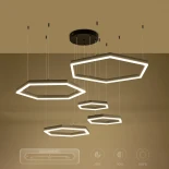 kelvo® LEXAGON KLV-101-0179 Κρεμαστό Φωτιστικό Οροφής LED 120W 12000lm 200° AC 220-240V IP20 Ρυθμιζόμενο Λευκό CCT με Χειριστήριο από 2700K έως 6000K Dimmable - Lumileds SMD Chip - Μαύρο Ματ - Μ110 x Π90 x Υ110cm - 3 Χρόνια Εγγύηση