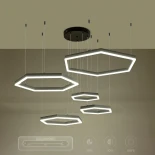 kelvo® LEXAGON KLV-101-0179 Κρεμαστό Φωτιστικό Οροφής LED 120W 12000lm 200° AC 220-240V IP20 Ρυθμιζόμενο Λευκό CCT με Χειριστήριο από 2700K έως 6000K Dimmable - Lumileds SMD Chip - Μαύρο Ματ - Μ110 x Π90 x Υ110cm - 3 Χρόνια Εγγύηση