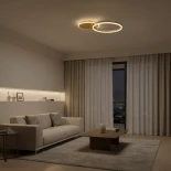 kelvo® VENOM KLV-101-0183 Φωτιστικό Οροφής LED 45W 4500lm 360° AC 220-240V IP20 Ρυθμιζόμενο Λευκό CCT με Χειριστήριο από 2700K έως 6000K Dimmable - Lumileds SMD Chip - Χρυσό Πλατίνα - Μ60 x Π40 x Υ7.5cm - 3 Χρόνια Εγγύηση