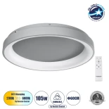 GLOBOSTAR® SALEM 61238 Μοντέρνο Φωτιστικό Οροφής LED 105W 12075lm 120° AC 220-240V IP20 Ρυθμιζόμενο Λευκό CCT με Χειριστήριο από 2700K έως 6000K Dimmable - Lumileds SMD Chip - Γκρι - Μ60 x Π60 x Υ8.5cm - 3 Χρόνια Εγγύηση