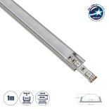 GLOBOSTAR® ALP-LINEAR CURBARIO 70802-1M Επιφανειακό Εύκαμπτο Προφίλ Αλουμινίου με Λευκό Γαλακτερό Πατητό Κάλυμμα για Ταινίες LED IP20 - Ασημί & Λευκό - Μ100 x Π1.8 x Υ0.5cm