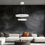 kelvo® VENOM KLV-101-0197 Κρεμαστό Φωτιστικό Οροφής LED 75W 7500lm 120° AC 220-240V IP20 Ρυθμιζόμενο Λευκό CCT με Χειριστήριο από 2700K έως 6000K Dimmable - Lumileds SMD Chip - Λευκό Ματ - Μ60 x Π60 x Υ40cm - 3 Χρόνια Εγγύηση