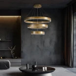 kelvo® VENOM KLV-101-0201 Κρεμαστό Φωτιστικό Οροφής LED 120W 12000lm 120° AC 220-240V IP20 Ρυθμιζόμενο Λευκό CCT με Χειριστήριο από 2700K έως 6000K Dimmable - Lumileds SMD Chip - Χρυσό Πλατίνα - Μ80 x Π80 x Υ80cm - 3 Χρόνια Εγγύηση