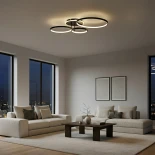 kelvo® NEMESIS KLV-101-0205 Φωτιστικό Οροφής LED 98W 9800lm 360° AC 220-240V IP20 Ρυθμιζόμενο Λευκό CCT με Χειριστήριο από 2700K έως 6000K Dimmable - Lumileds SMD Chip - Μαύρο Ματ - Μ89 x Π60 x Υ19cm - 3 Χρόνια Εγγύηση