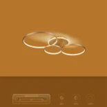 kelvo® NEMESIS KLV-101-0207 Φωτιστικό Οροφής LED 98W 9800lm 360° AC 220-240V IP20 Ρυθμιζόμενο Λευκό CCT με Χειριστήριο από 2700K έως 6000K Dimmable - Lumileds SMD Chip - Χρυσό Πλατίνα - Μ89 x Π60 x Υ19cm - 3 Χρόνια Εγγύηση