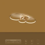 kelvo® NEMESIS KLV-101-0207 Φωτιστικό Οροφής LED 98W 9800lm 360° AC 220-240V IP20 Ρυθμιζόμενο Λευκό CCT με Χειριστήριο από 2700K έως 6000K Dimmable - Lumileds SMD Chip - Χρυσό Πλατίνα - Μ89 x Π60 x Υ19cm - 3 Χρόνια Εγγύηση