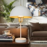 GLOBOSTAR® GAZETA 203-0302 Μοντέρνο Επιτραπέζιο Φωτιστικό Πορτατίφ με Ντουί 1 x E27 AC 220-240V IP20 - Λευκό & Χρυσό  - Μ25 x Π25 x Υ39cm