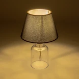 GLOBOSTAR® TRANS 204-0054 Μοντέρνο Επιτραπέζιο Φωτιστικό Πορτατίφ με Ντουί 1 x E27 AC 220-240V IP20 - Διάφανο & Μαύρο - Μ22 x Π22 x Υ34cm
