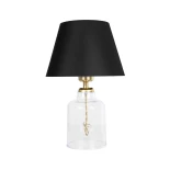 GLOBOSTAR® TRANS 204-0054 Μοντέρνο Επιτραπέζιο Φωτιστικό Πορτατίφ με Ντουί 1 x E27 AC 220-240V IP20 - Διάφανο & Μαύρο - Μ22 x Π22 x Υ34cm