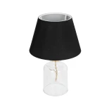 GLOBOSTAR® TRANS 204-0054 Μοντέρνο Επιτραπέζιο Φωτιστικό Πορτατίφ με Ντουί 1 x E27 AC 220-240V IP20 - Διάφανο & Μαύρο - Μ22 x Π22 x Υ34cm