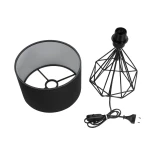 GLOBOSTAR® DIAMOND 204-0083 Μοντέρνο Επιτραπέζιο Φωτιστικό Πορτατίφ με Ντουί 1 x E27 AC 220-240V IP20 - Μαύρο - Μ24 x Π24 x Υ41cm