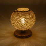 GLOBOSTAR® BOWL 204-0087 Μοντέρνο Επιτραπέζιο Φωτιστικό Πορτατίφ με Ντουί 1 x E27 AC 220-240V IP20 - Καφέ & Μπεζ - Μ22 x Π22 x Υ23cm