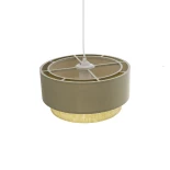 GLOBOSTAR® BIGGIE 204-0097 Μοντέρνο Κρεμαστό Φωτιστικό Οροφής με Ντουί 1 x E27 AC 220-240V IP20 - Λαδί & Μπεζ - Μ30 x Π30 x Υ17cm