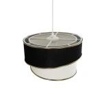 GLOBOSTAR® CYCLOP 204-0103 Μοντέρνο Κρεμαστό Φωτιστικό Οροφής με Ντουί 1 x E27 AC 220-240V IP20 - Μαύρο & Λευκό - Μ30 x Π30 x Υ24cm