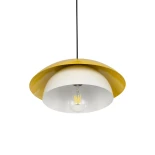 GLOBOSTAR® AURA 204-0118 Μοντέρνο Κρεμαστό Φωτιστικό Οροφής με Ντουί 1 x E27 AC 220-240V IP20 - Κίτρινο & Λευκό - Μ31 x Π31 x Υ27cm