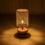 GLOBOSTAR® KLOO 204-0143 Boho Επιτραπέζιο Φωτιστικό Πορτατίφ με Ντουί 1 x E14 AC 220-240V IP20 - Καφέ & Μπεζ - Μ15 x Π15 x Υ35cm