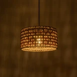 GLOBOSTAR® POMEGRANDE 204-0158 Boho Κρεμαστό Φωτιστικό Οροφής με Ντουί 1 x E27 AC 220-240V IP20 - Μπεζ & Καφέ - Μ30 x Π30 x Υ18cm