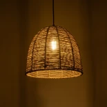 GLOBOSTAR® MEKA 204-0162 Boho Κρεμαστό Φωτιστικό Οροφής με Ντουί 1 x E27 AC 220-240V IP20 - Καφε - Μ31 x Π31 x Υ26cm