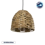GLOBOSTAR® MEKA 204-0165 Boho Κρεμαστό Φωτιστικό Οροφής με Ντουί 1 x E27 AC 220-240V IP20 - Μπεζ - Μ30 x Π30 x Υ28cm