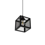 GLOBOSTAR® JAULA 204-0181 Μοντέρνο Κρεμαστό Φωτιστικό Οροφής Μονόφωτο 1 x E27 AC 220-240V IP20 Μαύρο - Μ16 x Π16 x Υ16cm