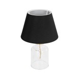 GLOBOSTAR® TRANS 204-0054 Μοντέρνο Επιτραπέζιο Φωτιστικό Πορτατίφ με Ντουί 1 x E27 AC 220-240V IP20 - Διάφανο & Μαύρο - Μ22 x Π22 x Υ34cm