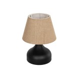 GLOBOSTAR® PYRAMID 204-0057 Μοντέρνο Επιτραπέζιο Φωτιστικό Πορτατίφ με Ντουί 1 x E27 AC 220-240V IP20 - Μαύρο & Μπεζ - Μ22 x Π22 x Υ30cm
