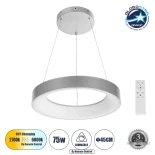 GLOBOSTAR® SALEM 61242 Μοντέρνο Κρεμαστό Φωτιστικό Οροφής LED 75W 8625lm 120° AC 220-240V IP20 Ρυθμιζόμενο Λευκό CCT με Χειριστήριο από 2700K έως 6000K Dimmable - Lumileds SMD Chip - Γκρι - Μ45 x Π45 x Υ7cm - 3 Χρόνια Εγγύηση