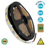 GLOBOSTAR® LUMAR 70022 Ταινία LED 14.4W/m 1296lm/m 120° DC 12V IP20 60 x SMD5050 Chip/m Θερμό Λευκό 2700K Dimmable - Sanan SMD Chip - Μ500 x Π1 x Υ0.2cm - Ρολό 5 Μέτρων - 5 Χρόνια Εγγύηση