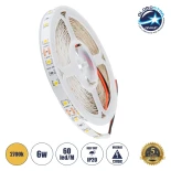 GLOBOSTAR® LILAC 70142 Ταινία LED 6W/m 540lm/m 120° DC 12V IP20 60 x SMD2835 Chip/m Θερμό Λευκό 2700K Dimmable - Sanan SMD Chip - Μ500 x Π0.8 x Υ0.1cm - Ρολό 5 Μέτρων - 5 Χρόνια Εγγύηση