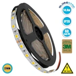 GLOBOSTAR® LUMAR 70222 Ταινία LED 14.4W/m 1296lm/m 120° DC 24V IP20 60 x SMD5050 Chip/m Θερμό Λευκό 2700K Dimmable - Μ500 x Π1 x Υ0.2cm - Ρολό 5 Μέτρων - 5 Χρόνια Εγγύηση