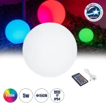 GLOBOSTAR® GARDENGLOW 85361 Μοντέρνο Φωτιστικό Κήπου Μπάλα με IR Ασύρματο Χειριστήριο LED 5W 250lm 360° DC 5V με USB-C με Επαναφορτιζόμενη Μπαταρία Li-ion 3.7V 2x18650 1400mAh Αδιάβροχο IP54 Πολύχρωμο RGBW Dimmable - Sanan SMD Chip - Γαλακτερό Λευκό - Μ15