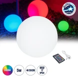 GLOBOSTAR® GARDENGLOW 85362 Μοντέρνο Φωτιστικό Κήπου Μπάλα με IR Ασύρματο Χειριστήριο LED 5W 250lm 360° DC 5V με USB-C με Επαναφορτιζόμενη Μπαταρία Li-ion 3.7V 2x18650 1400mAh Αδιάβροχο IP54 Πολύχρωμο RGBW Dimmable - Sanan SMD Chip - Γαλακτερό Λευκό - Μ20