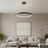 kelvo® NEMESIS KLV-101-0211 Κρεμαστό Φωτιστικό Οροφής LED 67W 6700lm 180° AC 220-240V IP20 Ρυθμιζόμενο Λευκό CCT με Χειριστήριο από 2700K έως 6000K Dimmable - Lumileds SMD Chip - Μαύρο Ματ - Μ80 x Π80 x Υ4cm - 3 Χρόνια Εγγύηση
