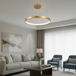 kelvo® NEMESIS KLV-101-0213 Κρεμαστό Φωτιστικό Οροφής LED 67W 6700lm 180° AC 220-240V IP20 Ρυθμιζόμενο Λευκό CCT με Χειριστήριο από 2700K έως 6000K Dimmable - Lumileds SMD Chip - Χρυσό Πλατίνα - Μ80 x Π80 x Υ4cm - 3 Χρόνια Εγγύηση