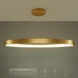 kelvo® NEMESIS KLV-101-0213 Κρεμαστό Φωτιστικό Οροφής LED 67W 6700lm 180° AC 220-240V IP20 Ρυθμιζόμενο Λευκό CCT με Χειριστήριο από 2700K έως 6000K Dimmable - Lumileds SMD Chip - Χρυσό Πλατίνα - Μ80 x Π80 x Υ4cm - 3 Χρόνια Εγγύηση