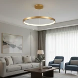 kelvo® NEMESIS KLV-101-0216 Κρεμαστό Φωτιστικό Οροφής LED 75W 7500lm 180° AC 220-240V IP20 Ρυθμιζόμενο Λευκό CCT με Χειριστήριο από 2700K έως 6000K Dimmable - Lumileds SMD Chip - Χρυσό Πλατίνα - Μ100 x Π100 x Υ4cm - 3 Χρόνια Εγγύηση