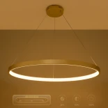 kelvo® NEMESIS KLV-101-0216 Κρεμαστό Φωτιστικό Οροφής LED 75W 7500lm 180° AC 220-240V IP20 Ρυθμιζόμενο Λευκό CCT με Χειριστήριο από 2700K έως 6000K Dimmable - Lumileds SMD Chip - Χρυσό Πλατίνα - Μ100 x Π100 x Υ4cm - 3 Χρόνια Εγγύηση