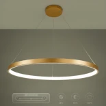 kelvo® NEMESIS KLV-101-0216 Κρεμαστό Φωτιστικό Οροφής LED 75W 7500lm 180° AC 220-240V IP20 Ρυθμιζόμενο Λευκό CCT με Χειριστήριο από 2700K έως 6000K Dimmable - Lumileds SMD Chip - Χρυσό Πλατίνα - Μ100 x Π100 x Υ4cm - 3 Χρόνια Εγγύηση