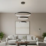 kelvo® NEMESIS KLV-101-0217 Κρεμαστό Φωτιστικό Οροφής LED 100W 10000lm 180° AC 220-240V IP20 Ρυθμιζόμενο Λευκό CCT με Χειριστήριο από 2700K έως 6000K Dimmable - Lumileds SMD Chip - Μαύρο Ματ - Μ60 x Π60 x Υ60cm - 3 Χρόνια Εγγύηση