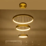 kelvo® NEMESIS KLV-101-0219 Κρεμαστό Φωτιστικό Οροφής LED 100W 10000lm 180° AC 220-240V IP20 Ρυθμιζόμενο Λευκό CCT με Χειριστήριο από 2700K έως 6000K Dimmable - Lumileds SMD Chip - Χρυσό Πλατίνα - Μ60 x Π60 x Υ60cm - 3 Χρόνια Εγγύηση