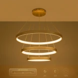 kelvo® NEMESIS KLV-101-0222 Κρεμαστό Φωτιστικό Οροφής LED 120W 12000lm 180° AC 220-240V IP20 Ρυθμιζόμενο Λευκό CCT με Χειριστήριο από 2700K έως 6000K Dimmable - Lumileds SMD Chip - Χρυσό Πλατίνα - Μ80 x Π80 x Υ80cm - 3 Χρόνια Εγγύηση