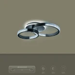 kelvo® DIAMOND KLV-101-0223 Φωτιστικό Οροφής LED 67W 6700lm 360° AC 220-240V IP20 Ρυθμιζόμενο Λευκό CCT με Χειριστήριο από 2700K έως 6000K Dimmable - Lumileds SMD Chip - Μαύρο Ματ - Μ60 x Π40 x Υ14cm - 3 Χρόνια Εγγύηση