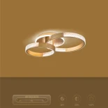 kelvo® DIAMOND KLV-101-0225 Φωτιστικό Οροφής LED 67W 6700lm 360° AC 220-240V IP20 Ρυθμιζόμενο Λευκό CCT με Χειριστήριο από 2700K έως 6000K Dimmable - Lumileds SMD Chip - Χρυσό Πλατίνα - Μ60 x Π40 x Υ14cm - 3 Χρόνια Εγγύηση