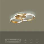 kelvo® DIAMOND KLV-101-0225 Φωτιστικό Οροφής LED 67W 6700lm 360° AC 220-240V IP20 Ρυθμιζόμενο Λευκό CCT με Χειριστήριο από 2700K έως 6000K Dimmable - Lumileds SMD Chip - Χρυσό Πλατίνα - Μ60 x Π40 x Υ14cm - 3 Χρόνια Εγγύηση