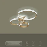 kelvo® DIAMOND KLV-101-0228 Φωτιστικό Οροφής LED 100W 10000lm 360° AC 220-240V IP20 Ρυθμιζόμενο Λευκό CCT με Χειριστήριο από 2700K έως 6000K Dimmable - Lumileds SMD Chip - Χρυσό Πλατίνα - Μ80 x Π50 x Υ20cm - 3 Χρόνια Εγγύηση